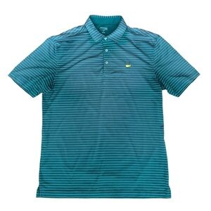 Masters Tech Polo Shirt Mens XLarge Green Golf Stripe Golfer Embroidered